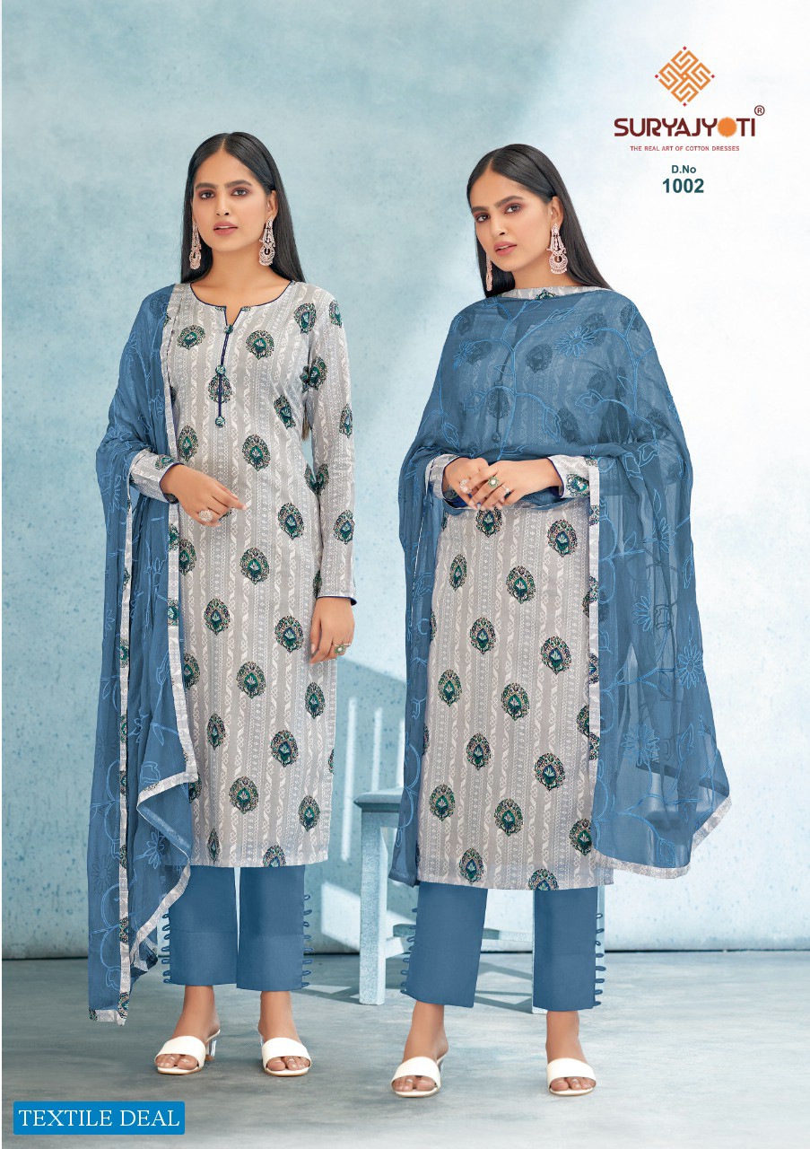 Suryajyoti Kiana Vol-1 Wholesale Cambric With Foil N Khadi Print Dress Material