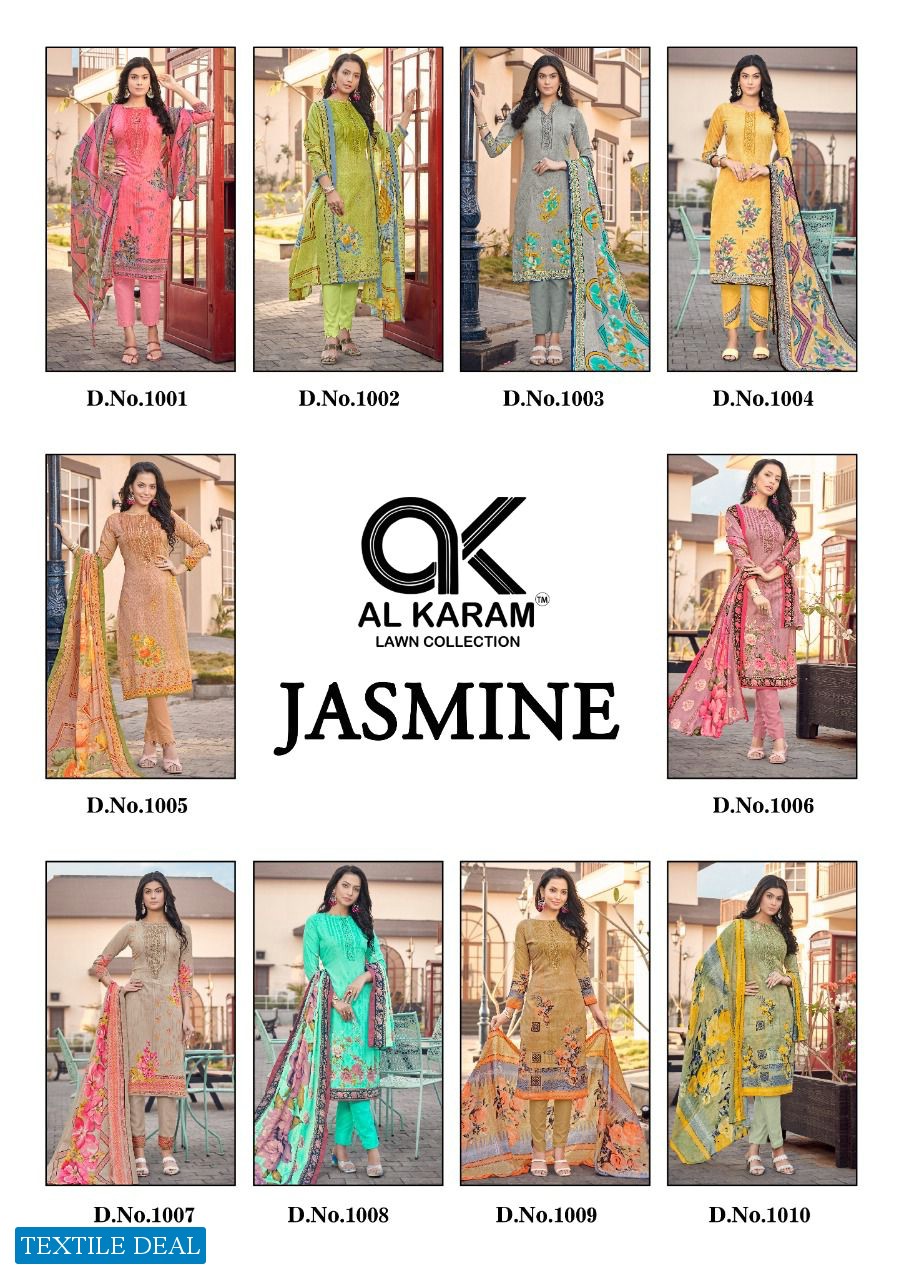 Al Karam Jasmine Wholesale Lawn Collection Printed Dress Material