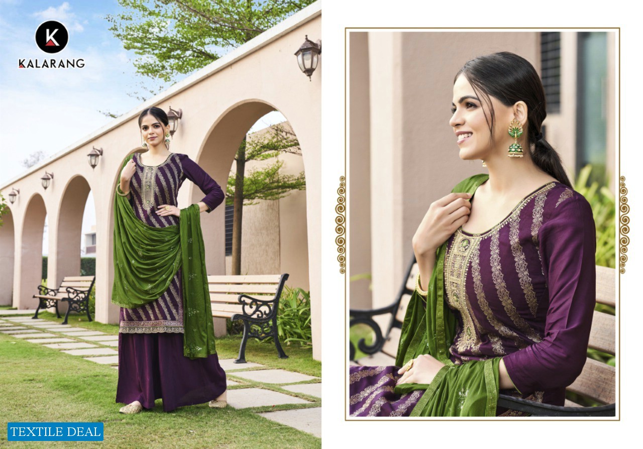 Kalarang Divyanka Wholesale Pure Muslin Dola Jacquard With Work Dress Material