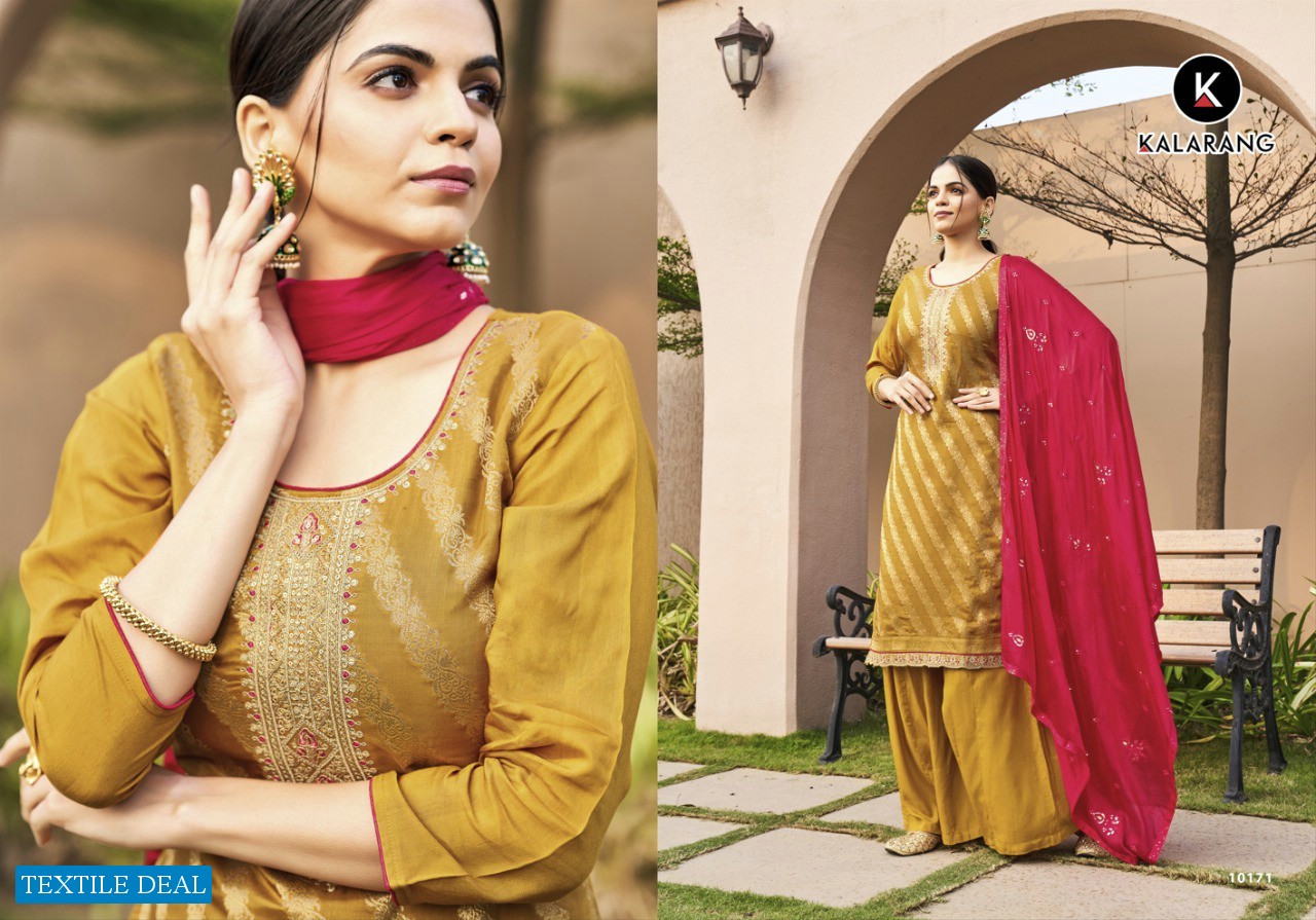 Kalarang Divyanka Wholesale Pure Muslin Dola Jacquard With Work Dress Material