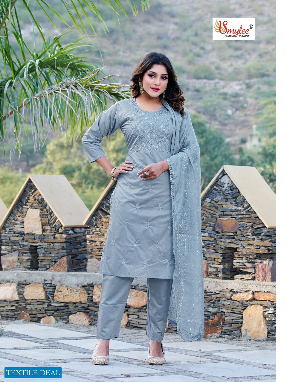 SMYLEE JENISHA BY RUNG CHANDERI SILK FULLY STITCH FANCY SALWAR KAMEEZ