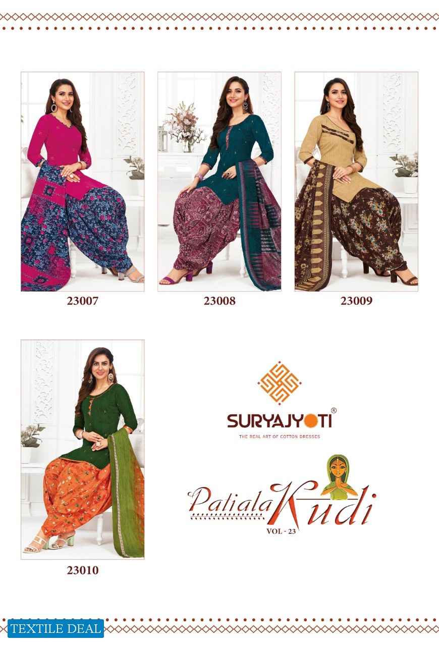 Suryajyoti Patiala Kudi Vol-23 Wholesale Pure Cotton Dress Material