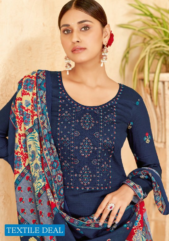 Suryajyoti Qurbat Vol-1 Wholesale Satin Cotton Neck Work And Swaroski Dress Material