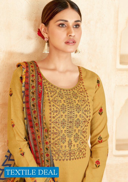 Suryajyoti Qurbat Vol-1 Wholesale Satin Cotton Neck Work And Swaroski Dress Material