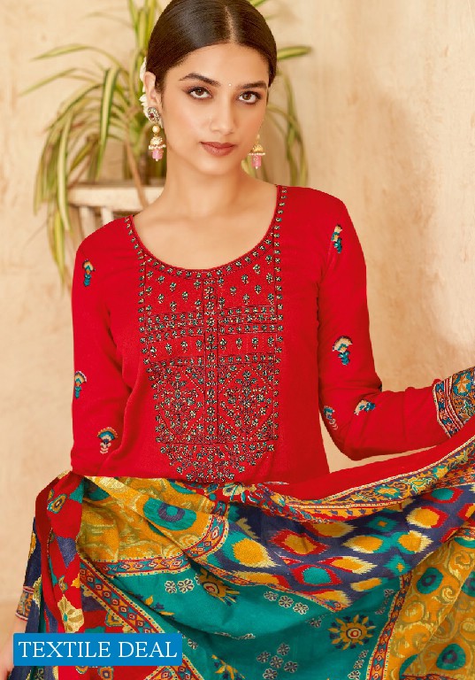 Suryajyoti Qurbat Vol-1 Wholesale Satin Cotton Neck Work And Swaroski Dress Material