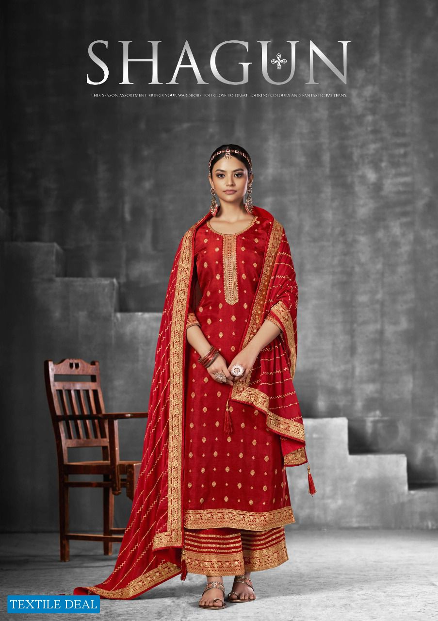 Sargam Shagun Wholesale Pure Viscose Russian Jacquard Straight Salwar Suits