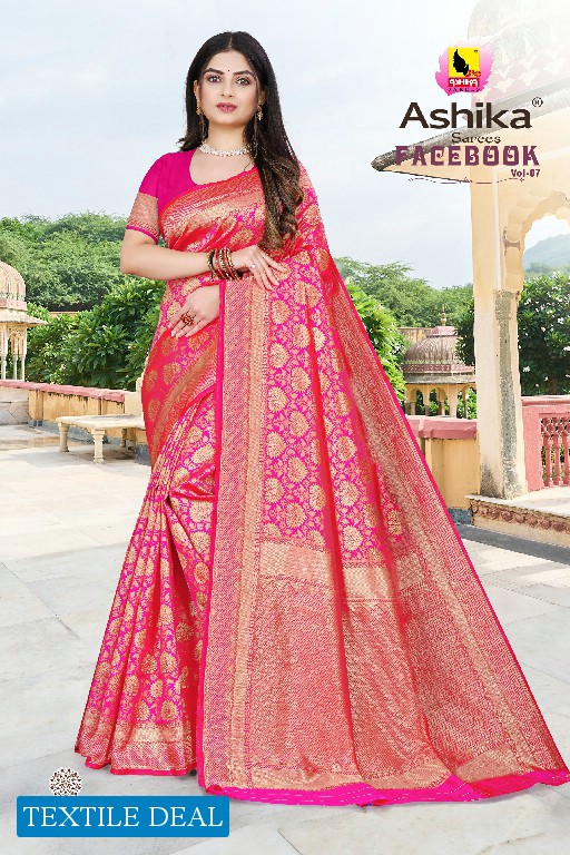 Ashika Facebook Vol-7 Wholesale Litchi Silk With Zari Work Ethnic Sarees