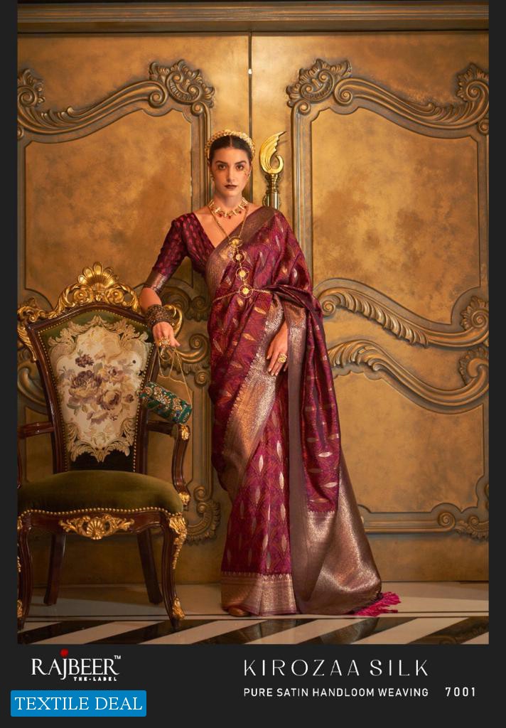 KIROZAA SILK BY RAJBEER 7001-7010 SERIES SATIN HANDLOOM WEAVING DESIGNER SAREE