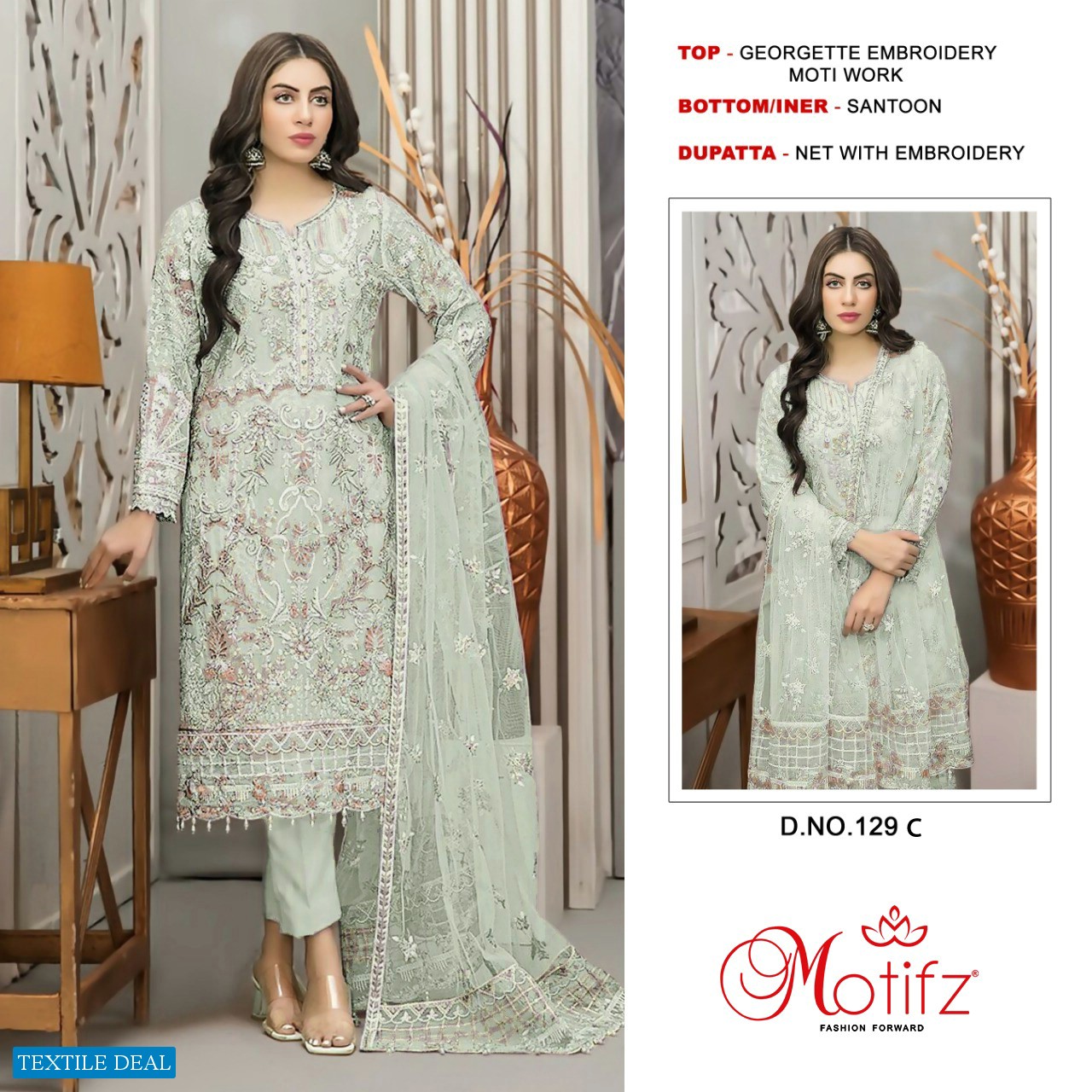 Motifz D.no 129 Wholesale Pakistani Concept Pakistani Dress