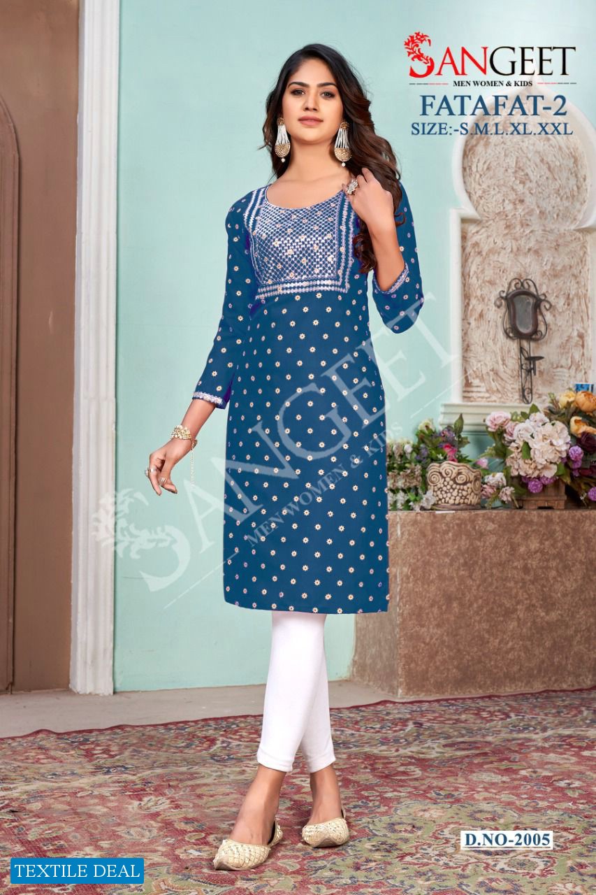 Sangeet Fatafat Vol-2 Wholesale Long Kurti Combo Catalogue