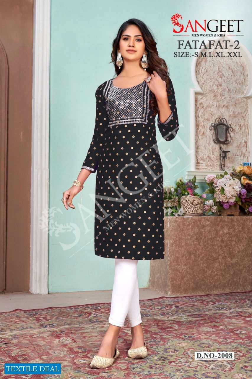 Sangeet Fatafat Vol-2 Wholesale Long Kurti Combo Catalogue