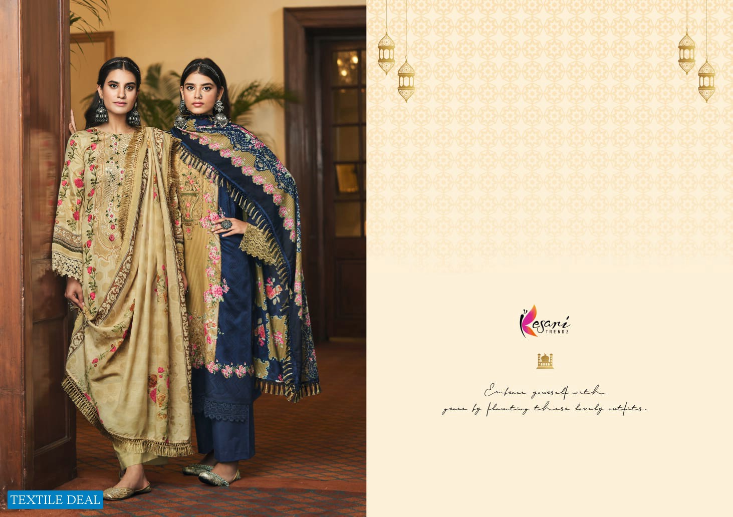 Kesari Elaan E Ishq Wholesale Pure Jaam Satin With Embroidery Salwar Suits