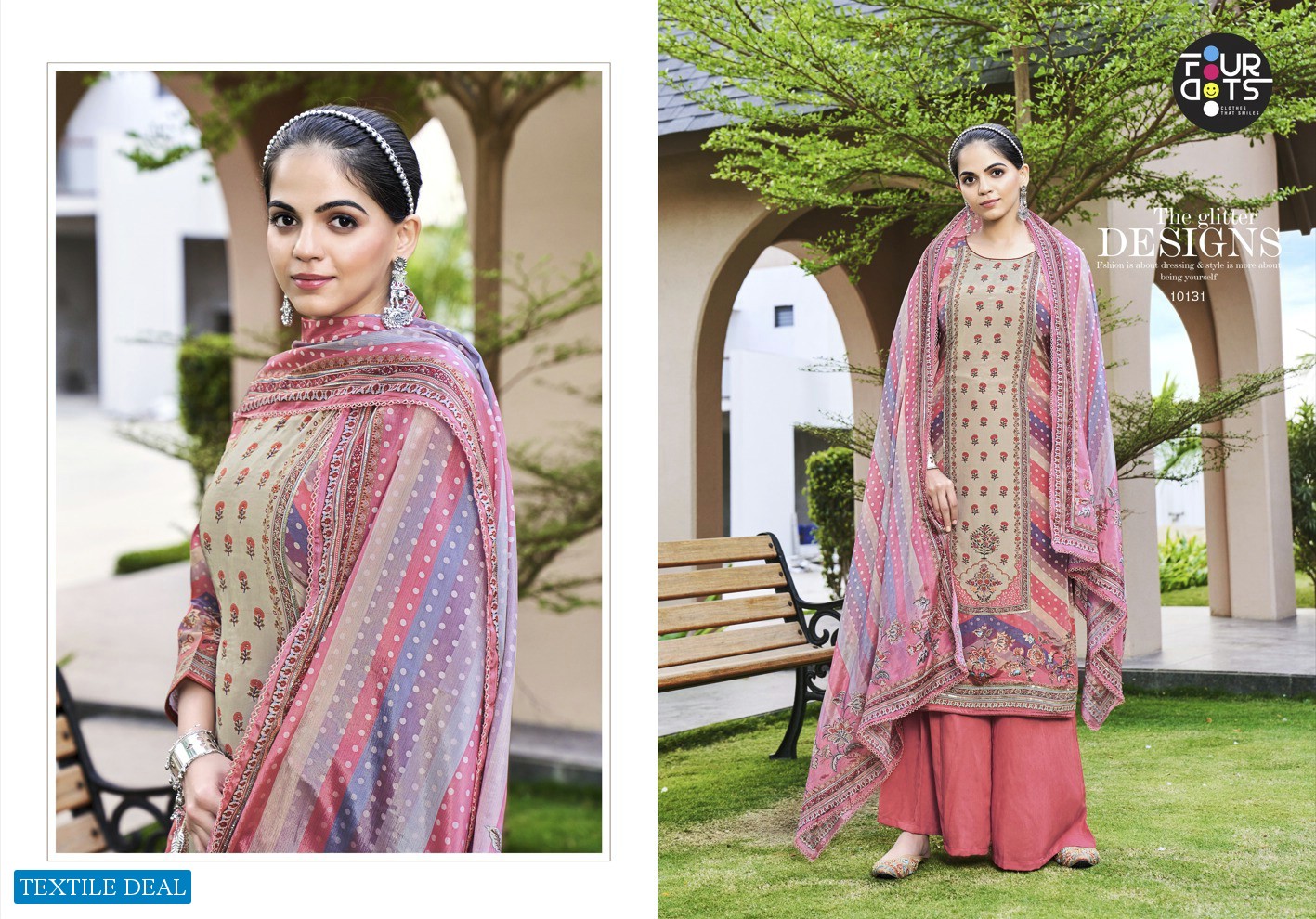 Fourdots Shivangi Wholesale Pure Natural Crepe With Handwork Dress Material