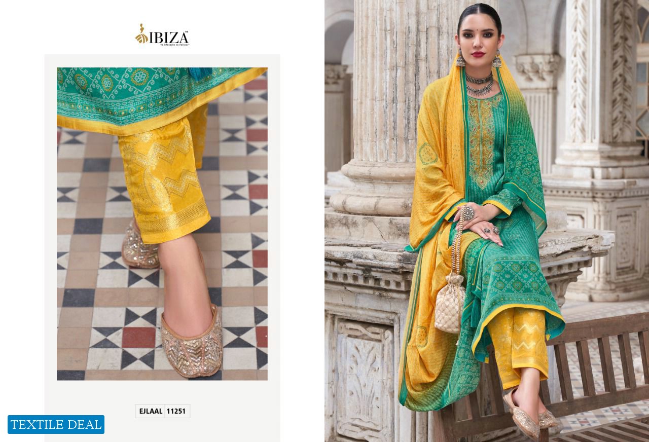 Ibiza Ejlaal Wholesale Pure Gajji Silk With Embroidery Work Salwar Suits