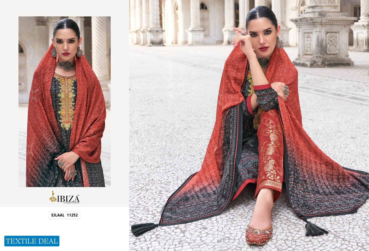 Ibiza Ejlaal Wholesale Pure Gajji Silk With Embroidery Work Salwar Suits
