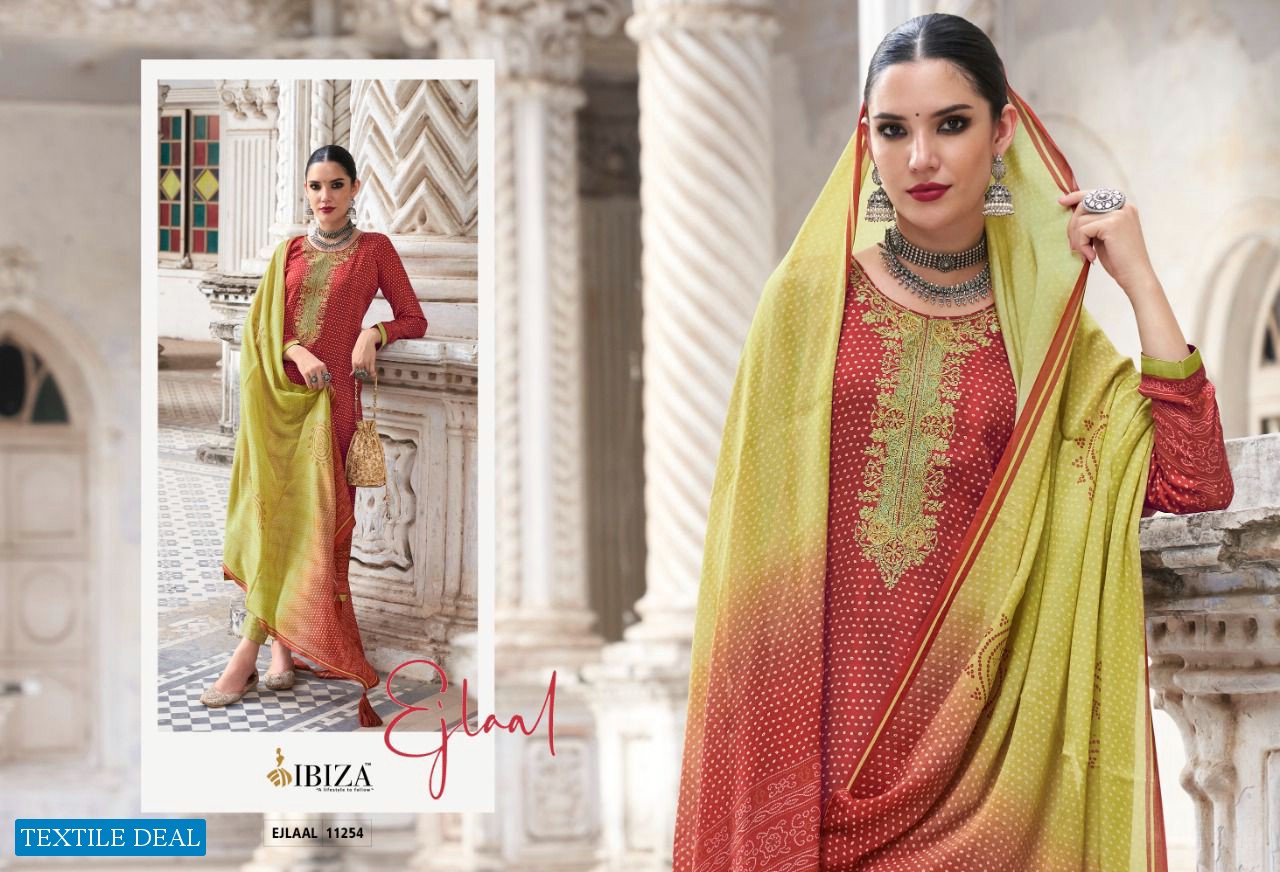 Ibiza Ejlaal Wholesale Pure Gajji Silk With Embroidery Work Salwar Suits
