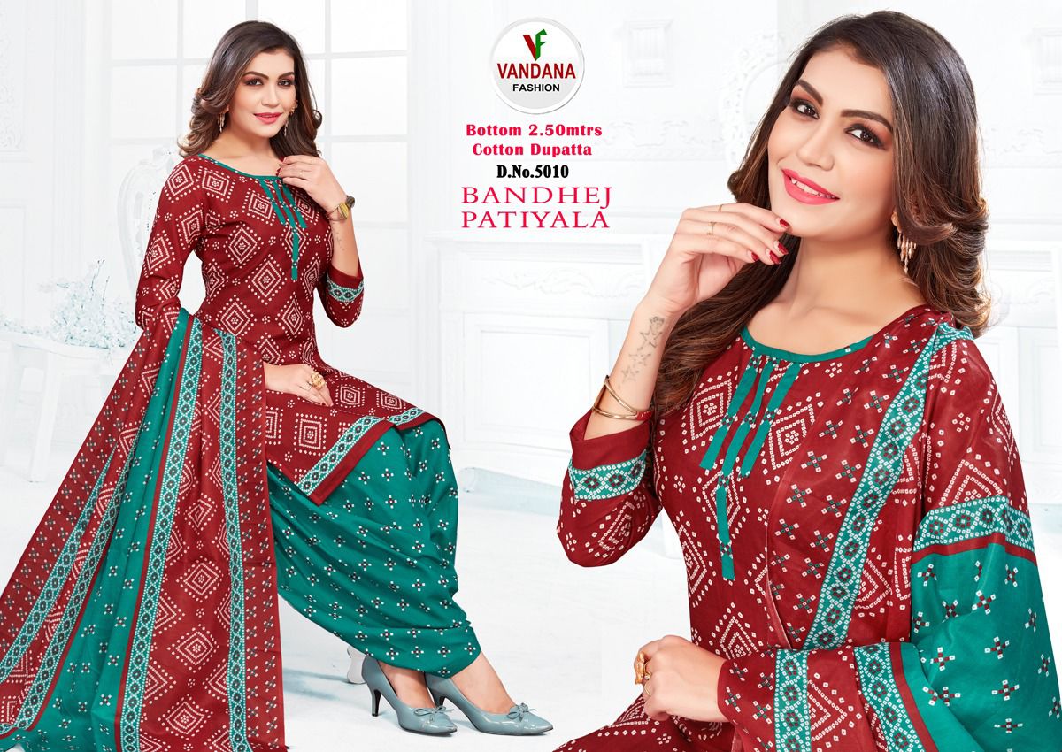 Vandana Bandhej Patiyala Vol-5 Wholesale Pure Cotton Dress Material
