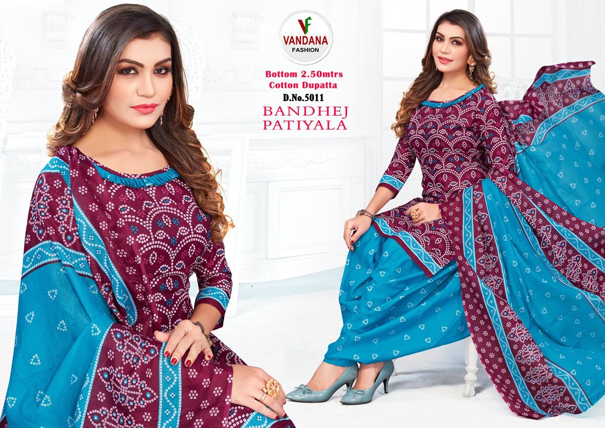 Vandana Bandhej Patiyala Vol-5 Wholesale Pure Cotton Dress Material