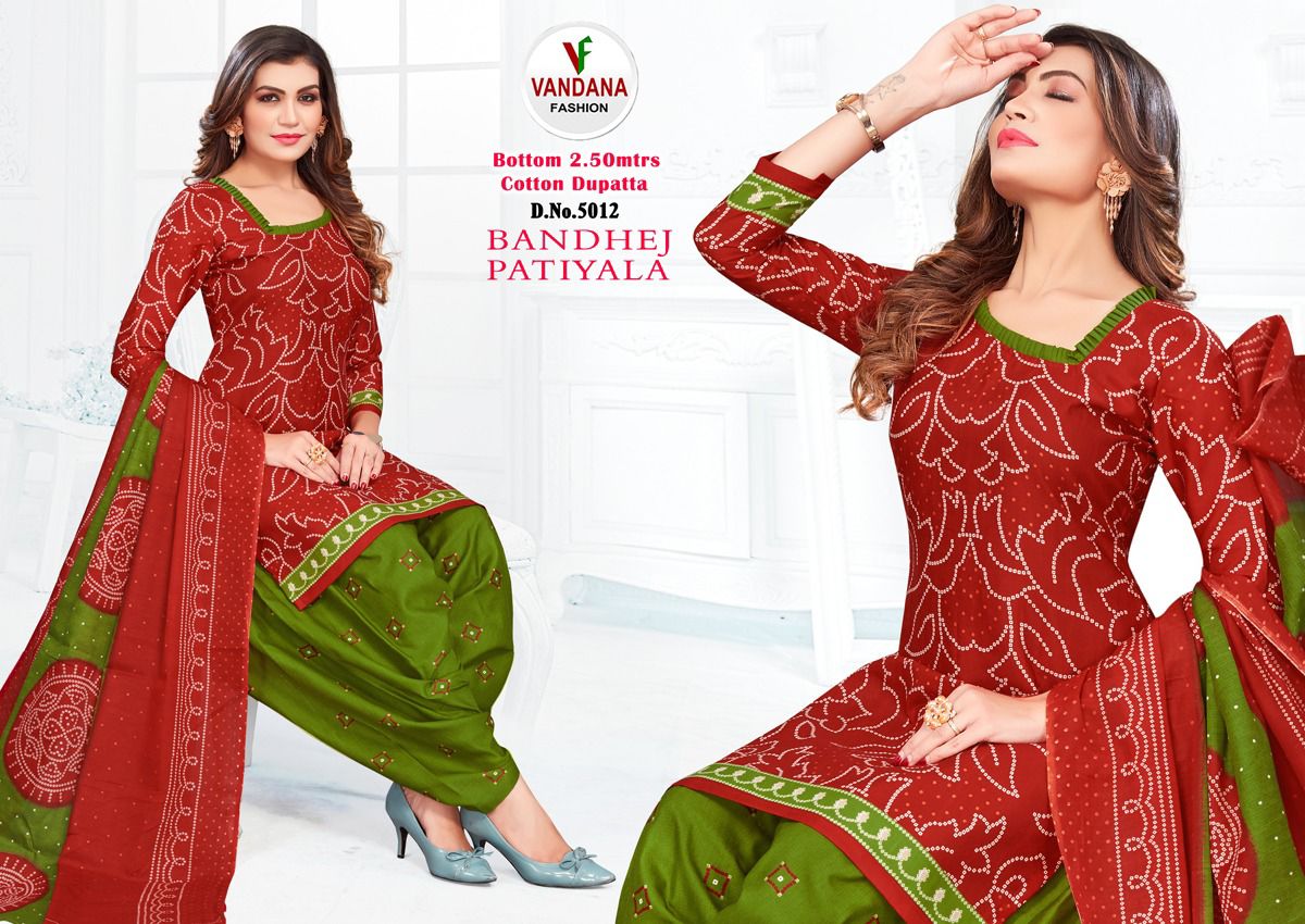 Vandana Bandhej Patiyala Vol-5 Wholesale Pure Cotton Dress Material