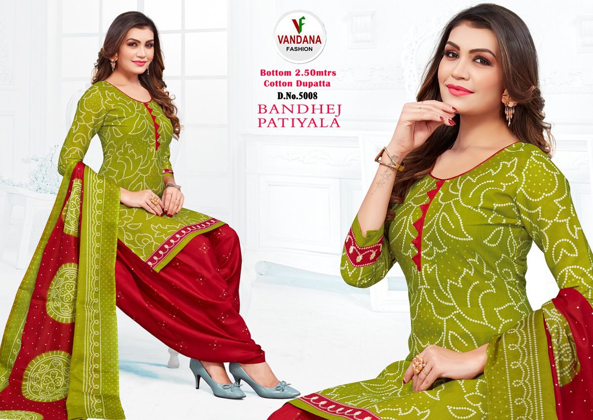 Vandana Bandhej Patiyala Vol-5 Wholesale Pure Cotton Dress Material