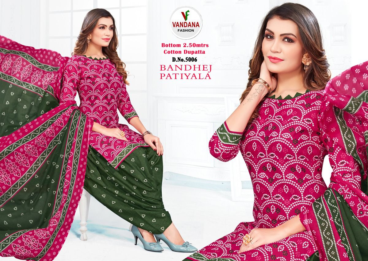 Vandana Bandhej Patiyala Vol-5 Wholesale Pure Cotton Dress Material