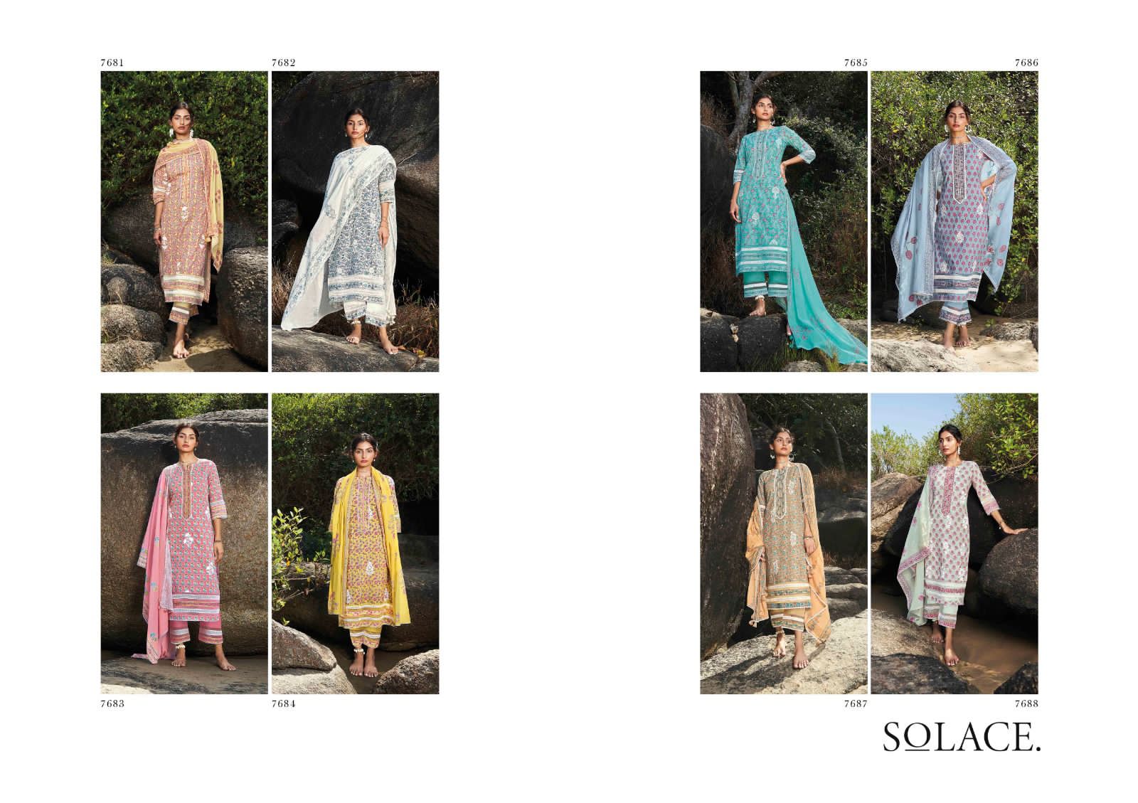 Jay Vijay Solace Wholesale Pure Cotton With Work And Lace Work Salwar Suits