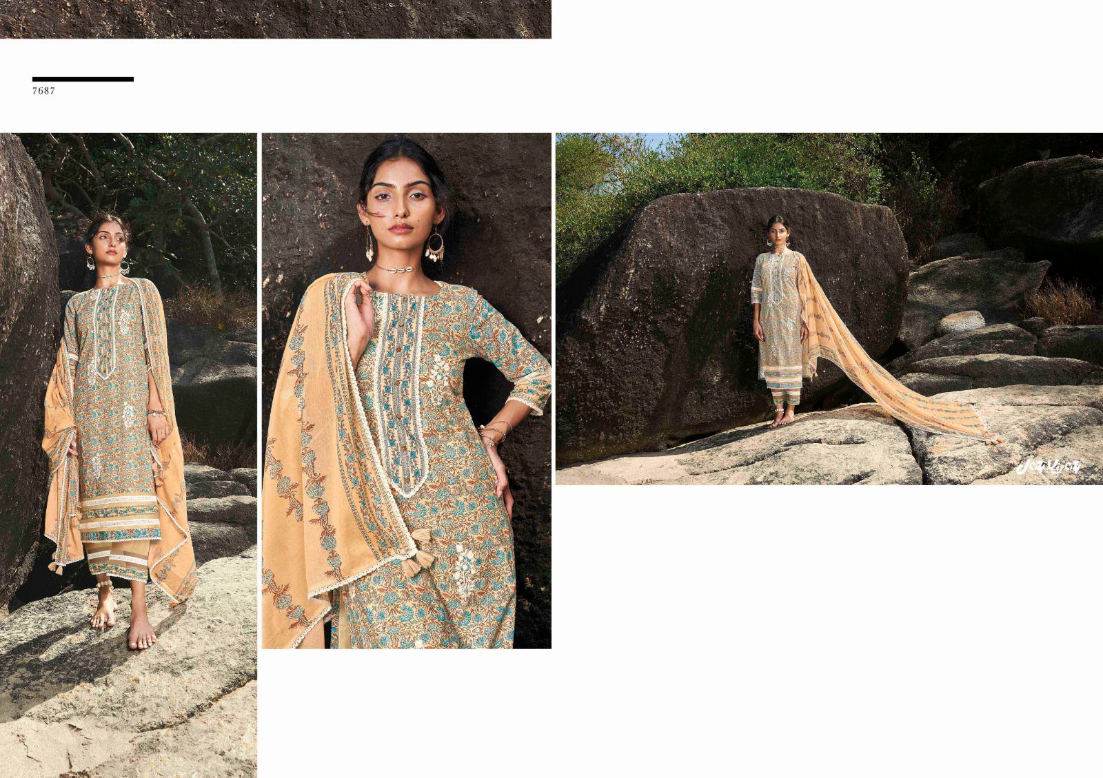 Jay Vijay Solace Wholesale Pure Cotton With Work And Lace Work Salwar Suits