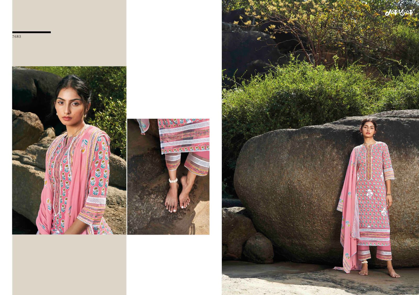 Jay Vijay Solace Wholesale Pure Cotton With Work And Lace Work Salwar Suits