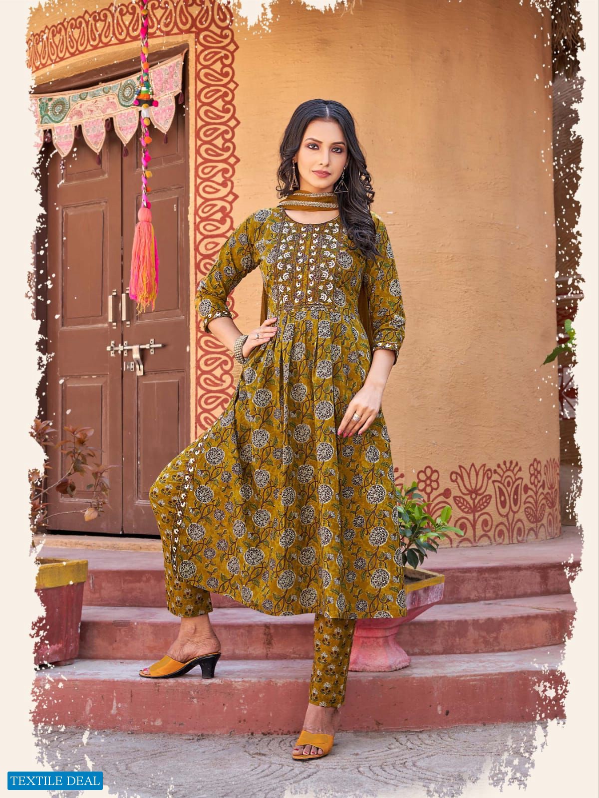 OSSM Cotton Nyra Wholesale Cotton Nyra Kurti With Pant And Dupatta Catalogue