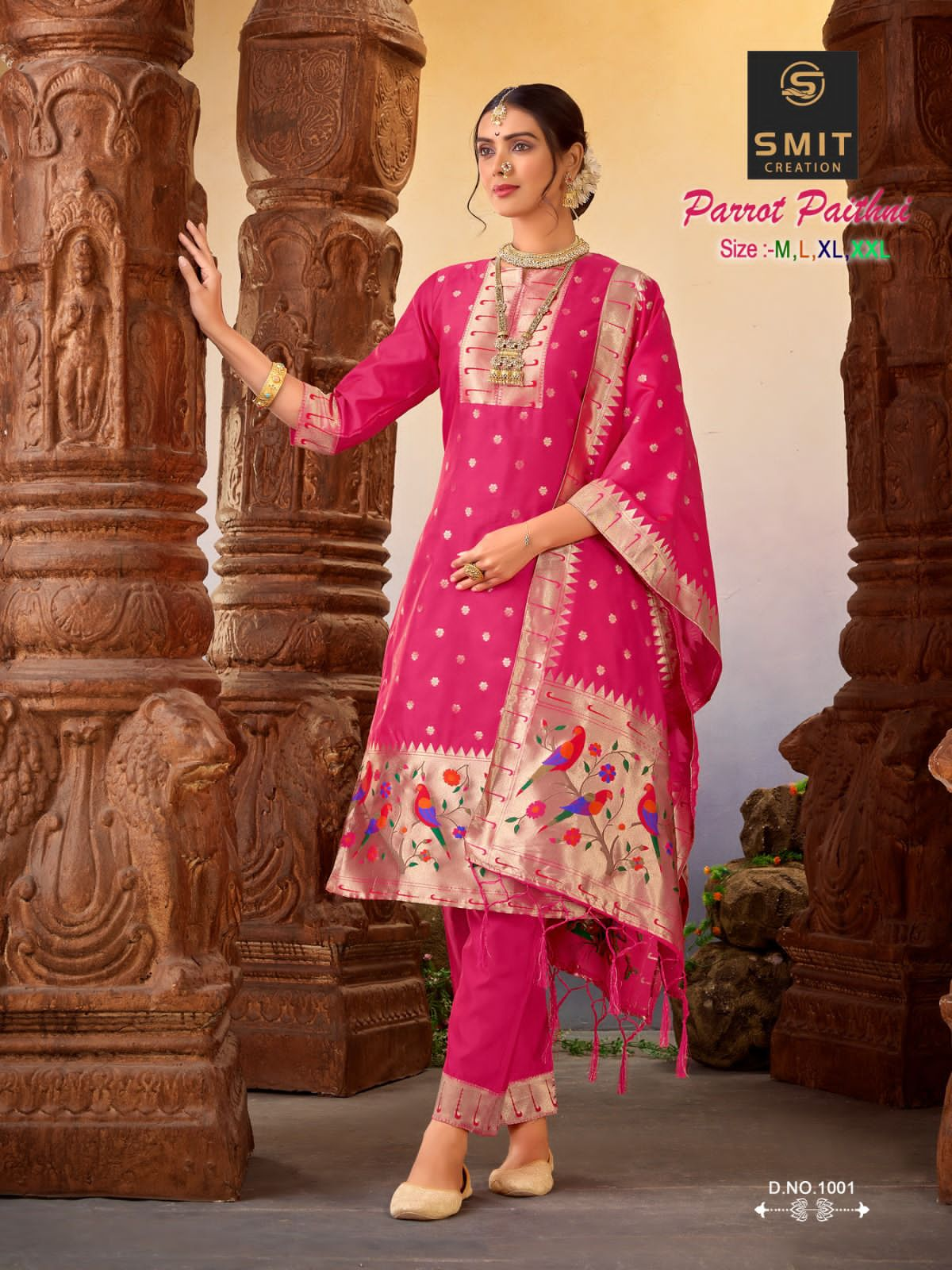 SMIT PARROT PAITHNI BY POONAM SMIT CREATION READYMADE PAITHANI SILK SALWAR KAMEEZ