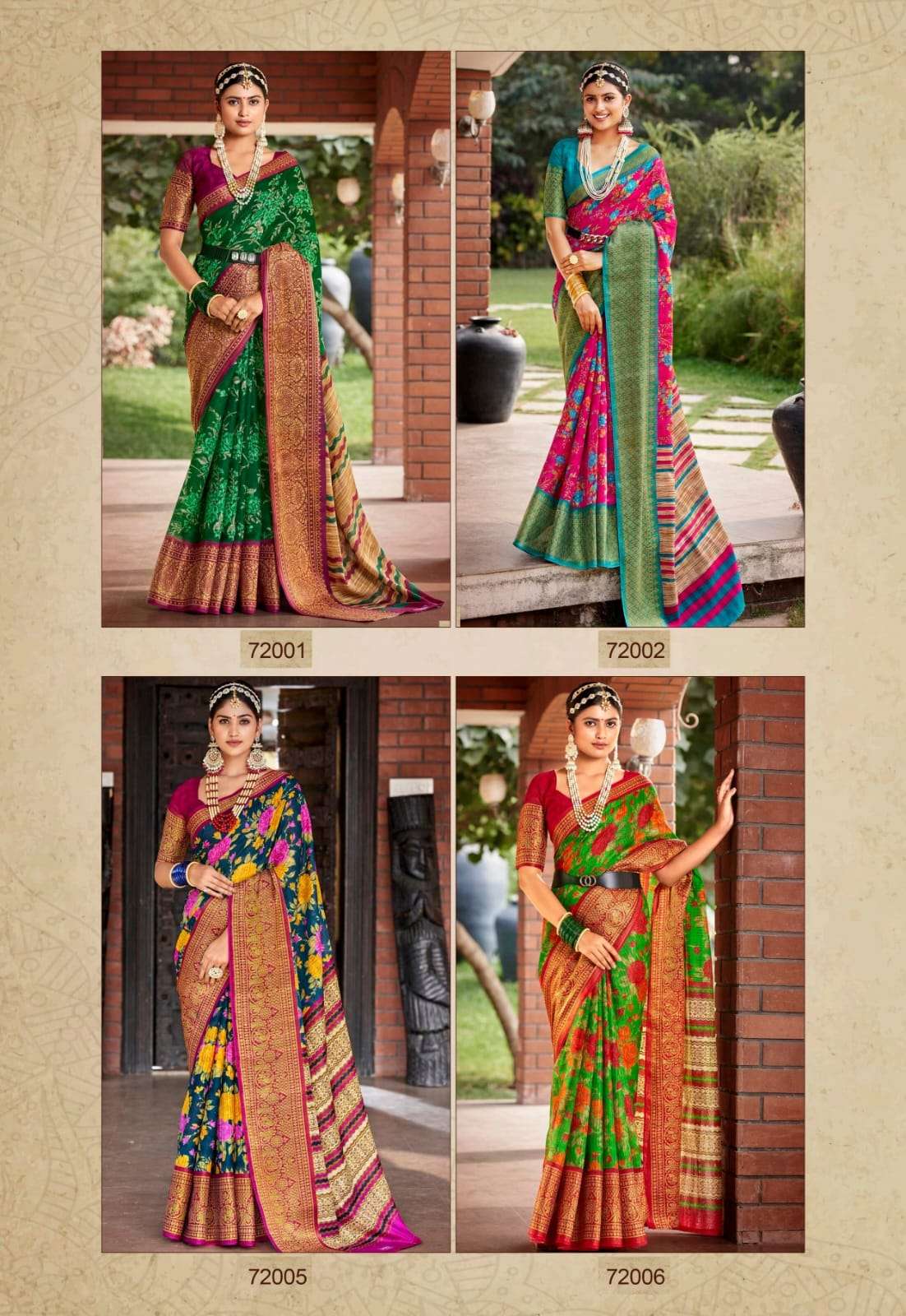 SIDDHANTH WEAVES GREENCHILI COTTON FANCY ETHNIC SAREES AT BEST RATE