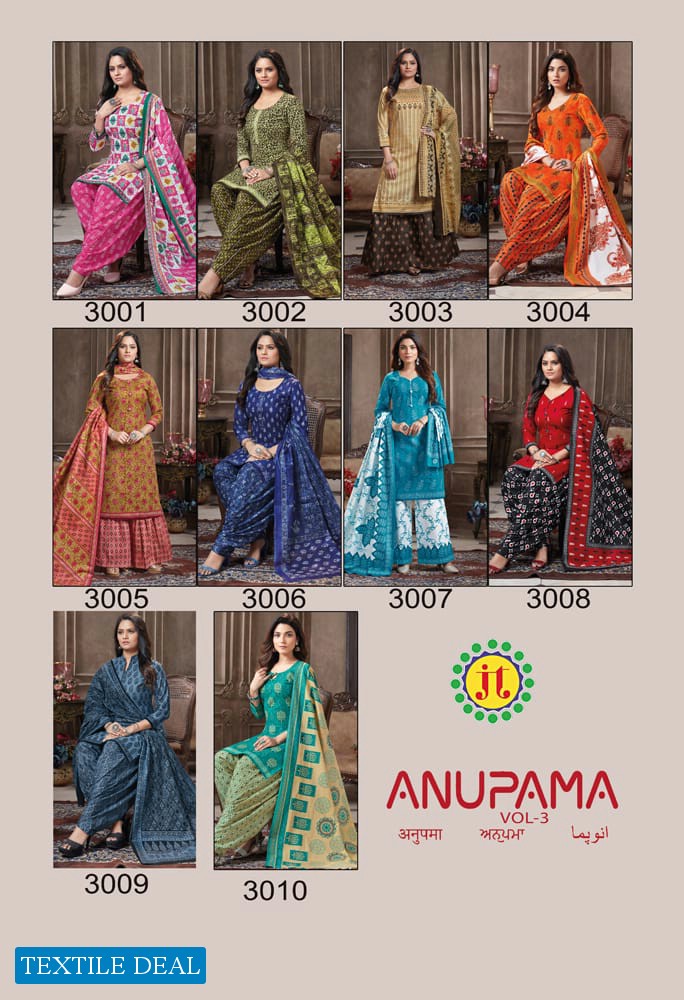 JT Anupama Vol-3 Wholesale Pure Cotton Printed Dress Material