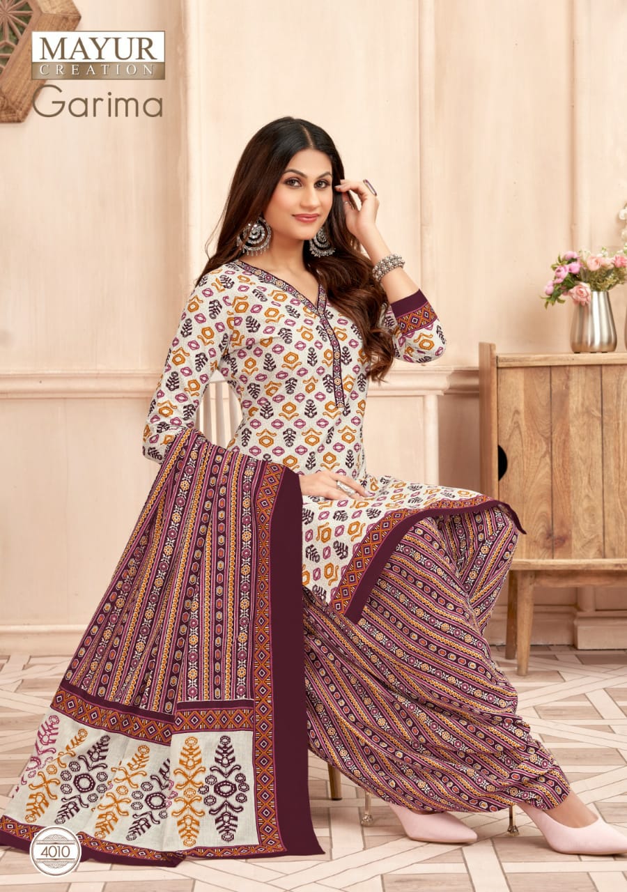 Mayur Garima Vol-4 Wholesale Pure Cotton Patiyala Dress Material