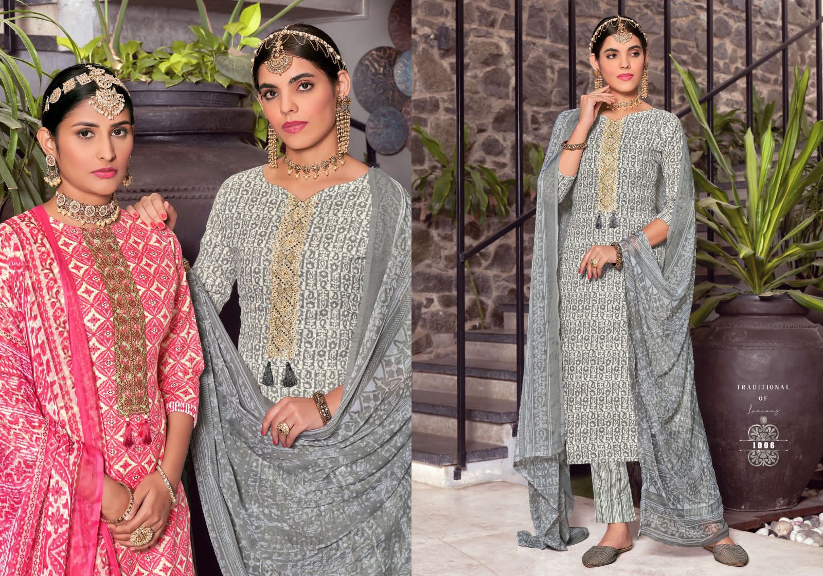 Radha Fab Saloni Wholesale Cotton Slub Print With Embroidery Work Dress Material