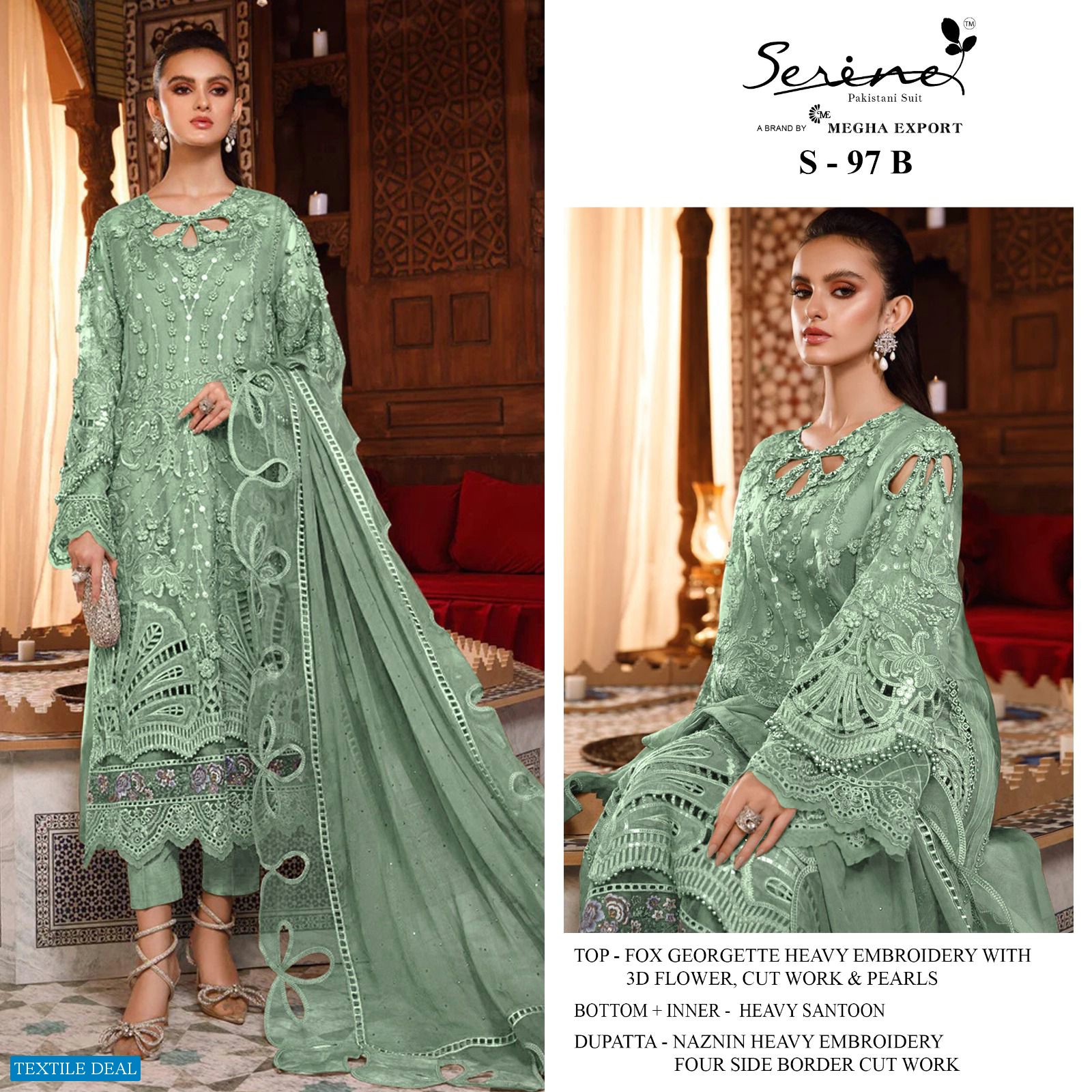SERINE MEGHA EXPORTS SERINE S-97 GEORGETTE PAKISTANI DESIGNER SUIT