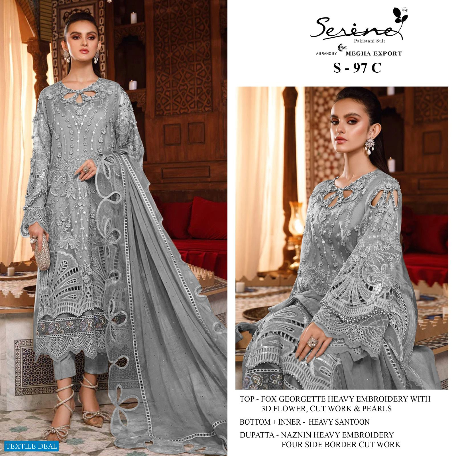 SERINE MEGHA EXPORTS SERINE S-97 GEORGETTE PAKISTANI DESIGNER SUIT