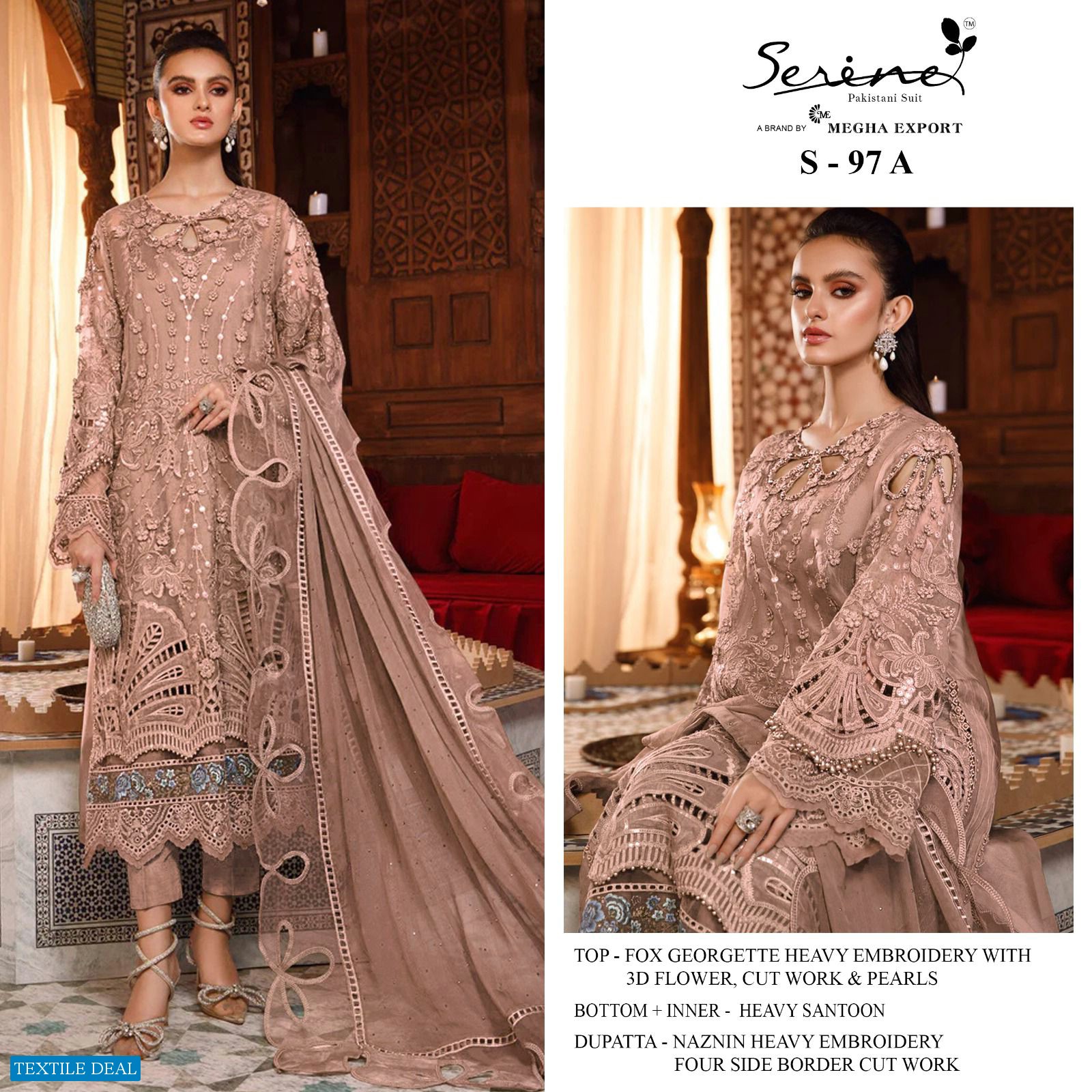 SERINE MEGHA EXPORTS SERINE S-97 GEORGETTE PAKISTANI DESIGNER SUIT