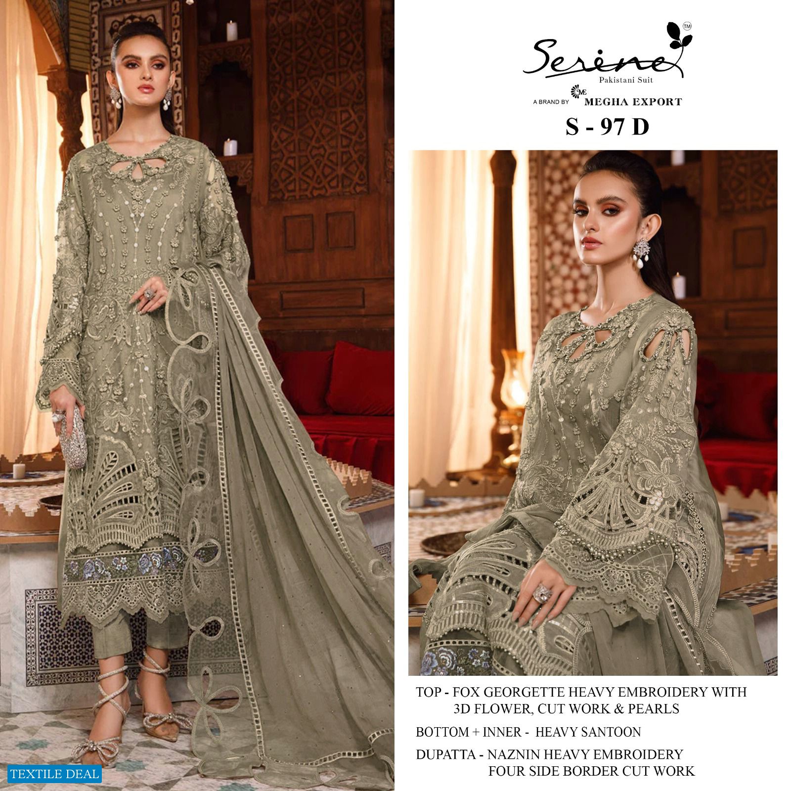 SERINE MEGHA EXPORTS SERINE S-97 GEORGETTE PAKISTANI DESIGNER SUIT