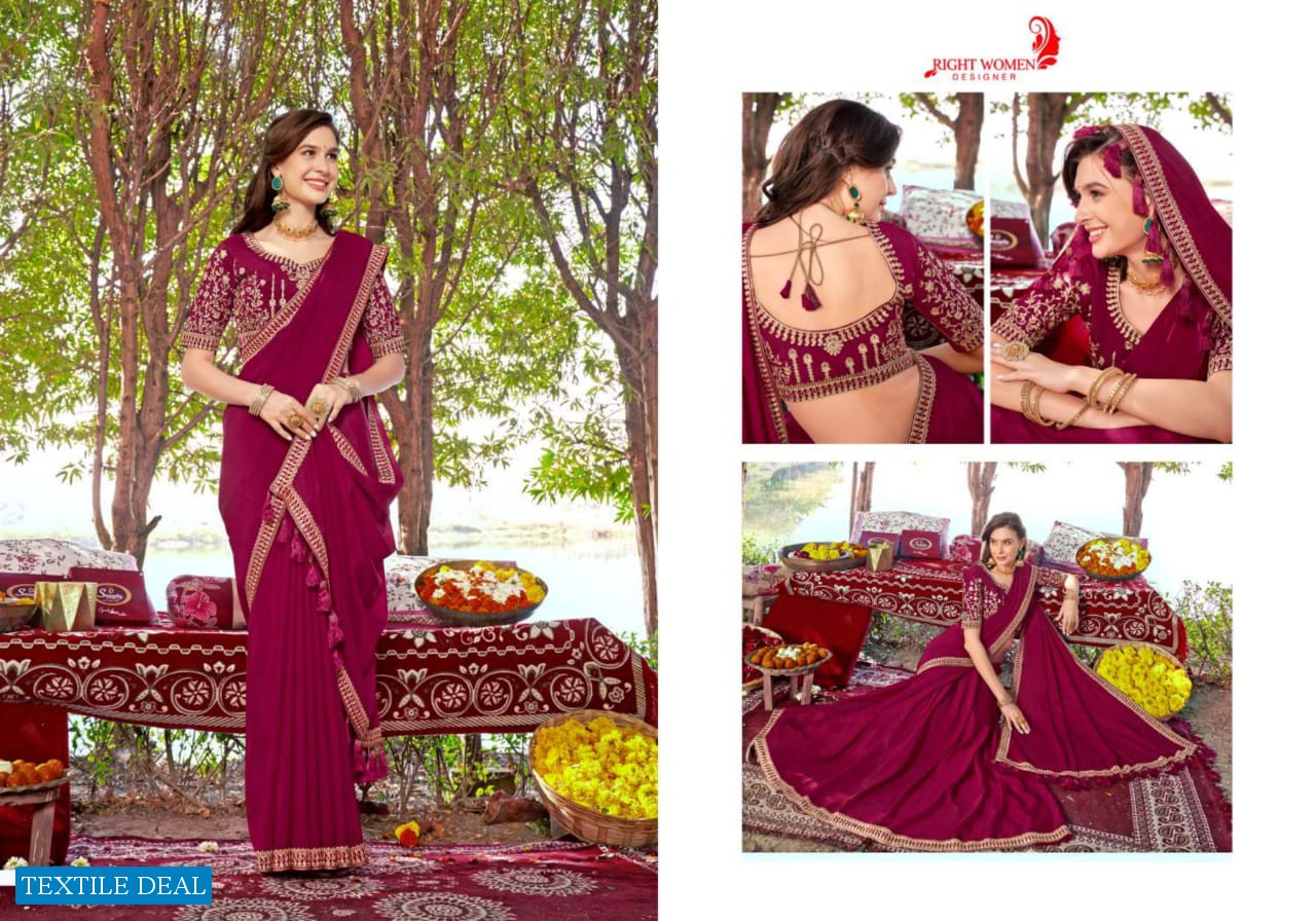 RIGHT WOMEN AARUSHI VOL 2 VICHITRA EMBROIDERY DESIGNER SAREE