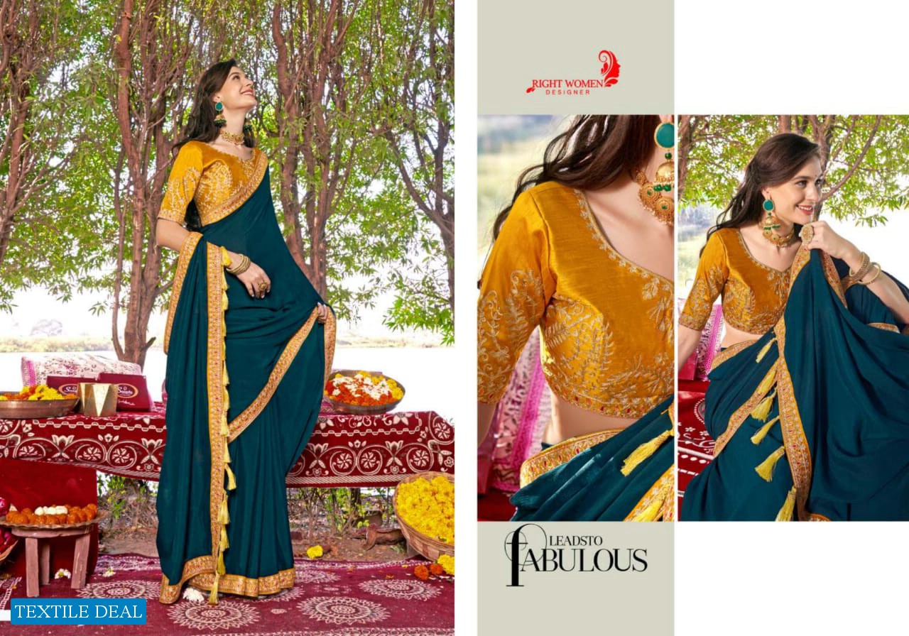 RIGHT WOMEN AARUSHI VOL 2 VICHITRA EMBROIDERY DESIGNER SAREE