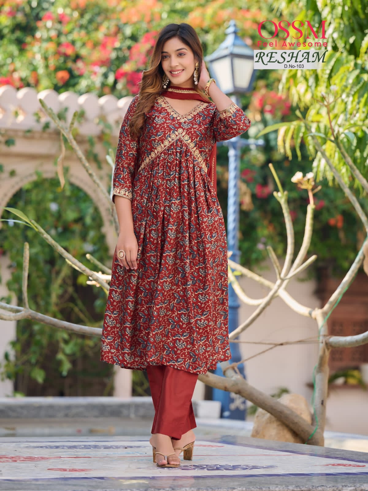 OSSM Resham Vol-1 Wholesale Nyra Cut Tops With Pant And Dupatta