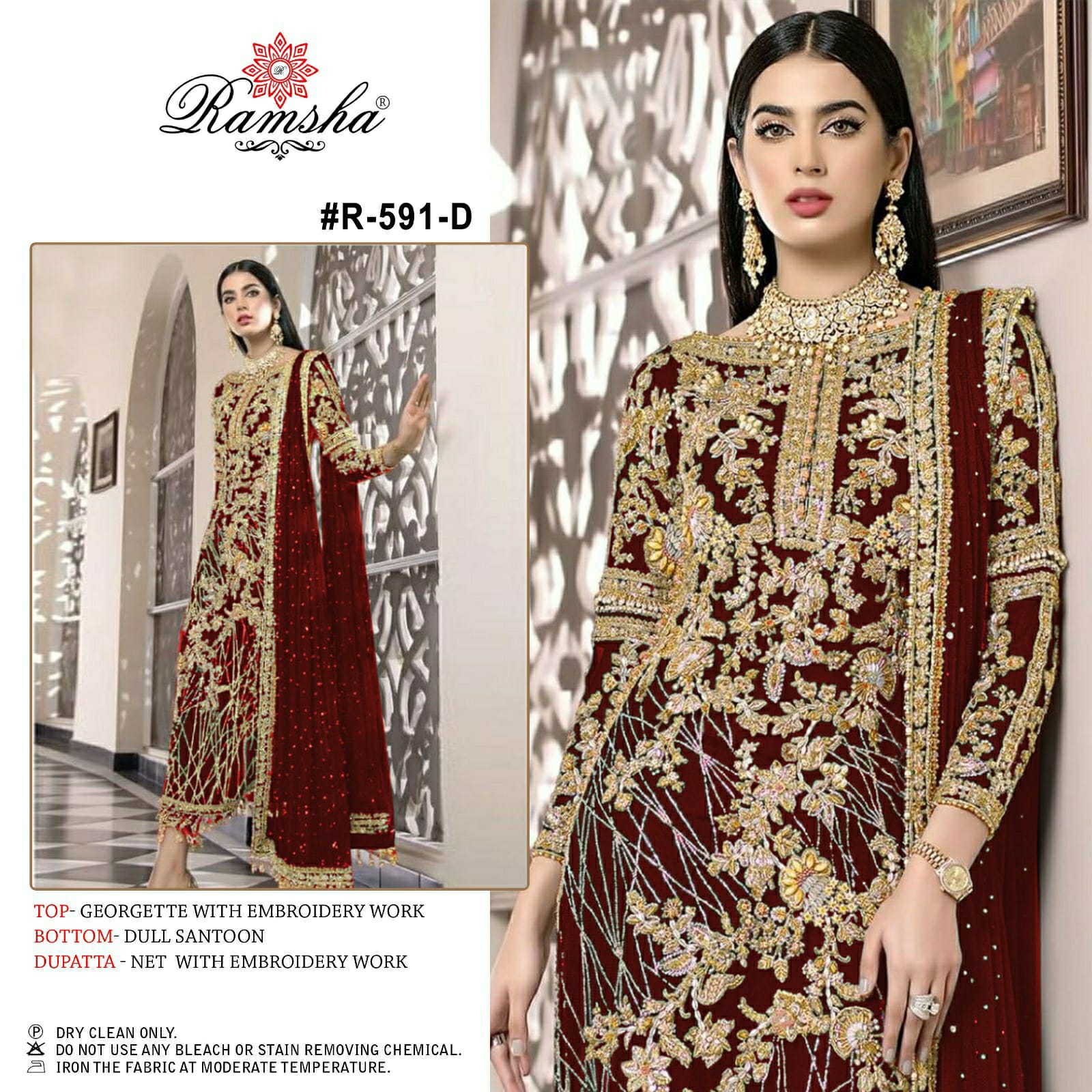 RAMSHA R-591 NX HEAVY EMBROIDERY PAKISTANI DESIGNER SUITS