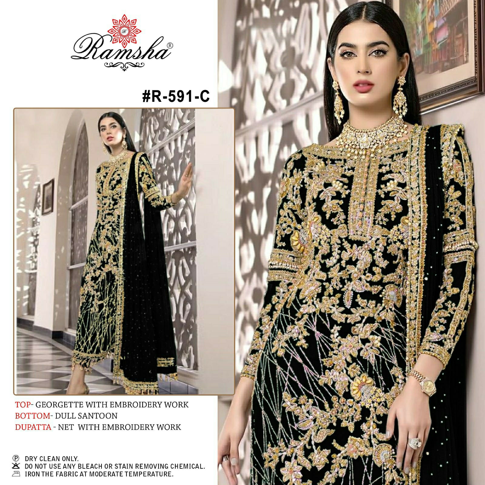 RAMSHA R-591 NX HEAVY EMBROIDERY PAKISTANI DESIGNER SUITS