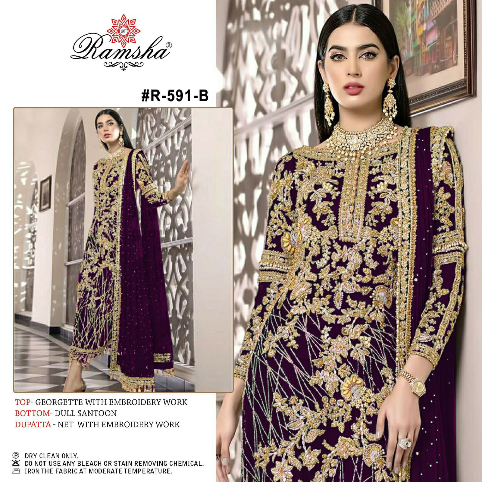 RAMSHA R-591 NX HEAVY EMBROIDERY PAKISTANI DESIGNER SUITS