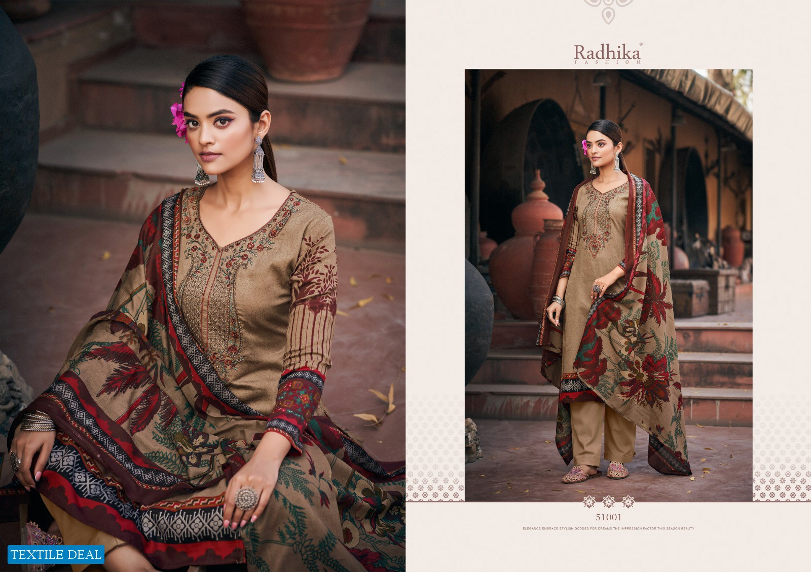 Radhika Azara Cinderella Wholesale Pure Jaam Cotton With Embroidery And Diamond Dress Material