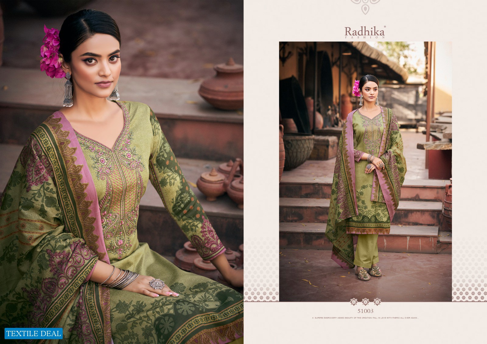 Radhika Azara Cinderella Wholesale Pure Jaam Cotton With Embroidery And Diamond Dress Material