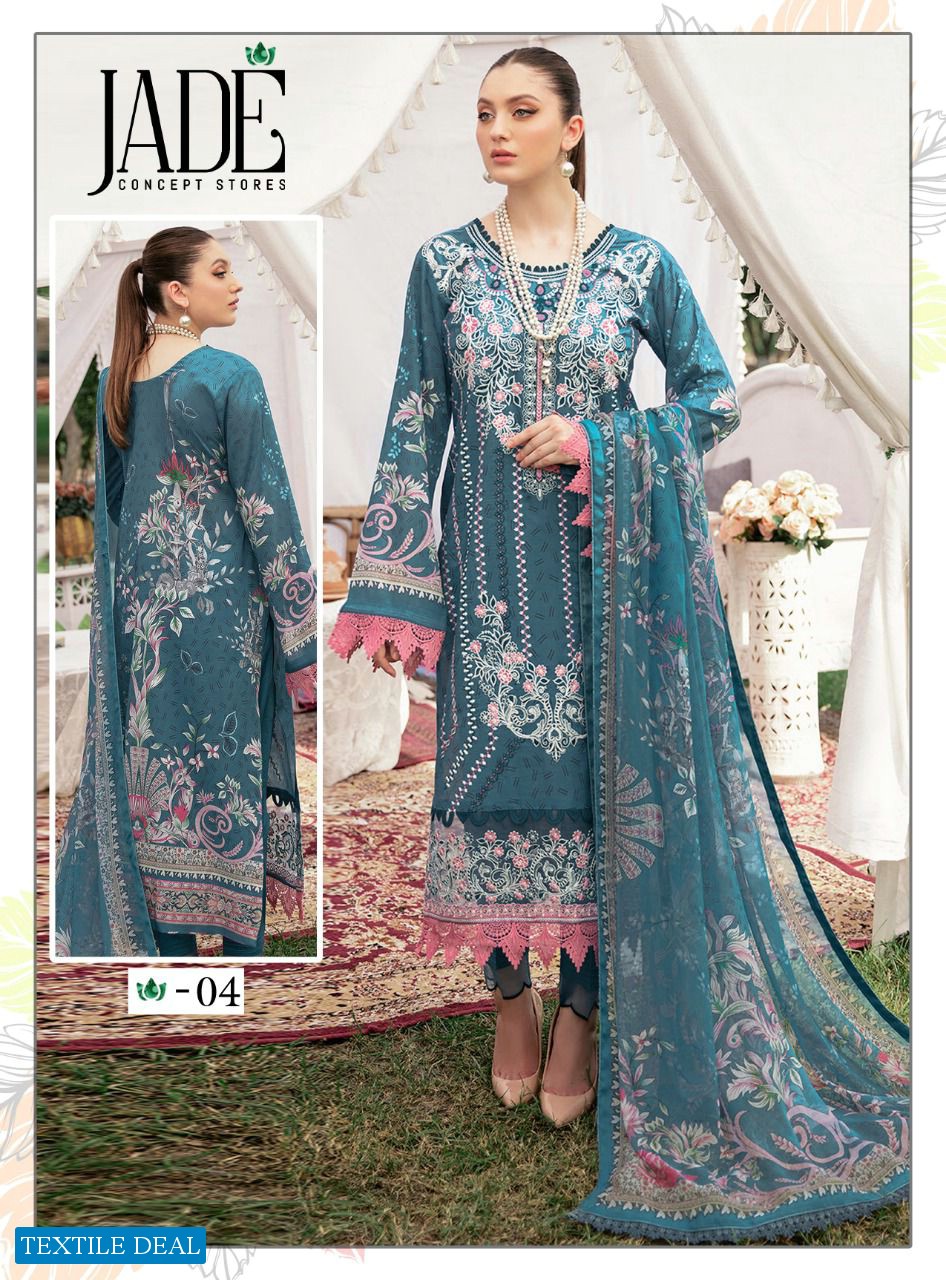 Jade Chevron Exclusive Heavy Cotton Pakistani Concept Printed Dress