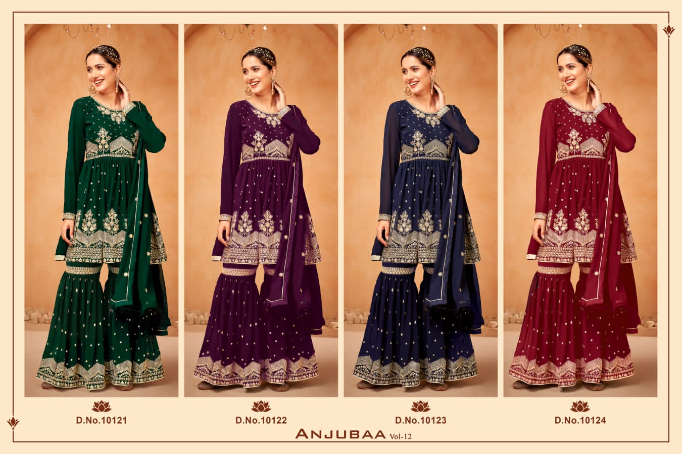 Anjubaa Vol-12 Wholesale Faux Georgette Designer Salwar Suits