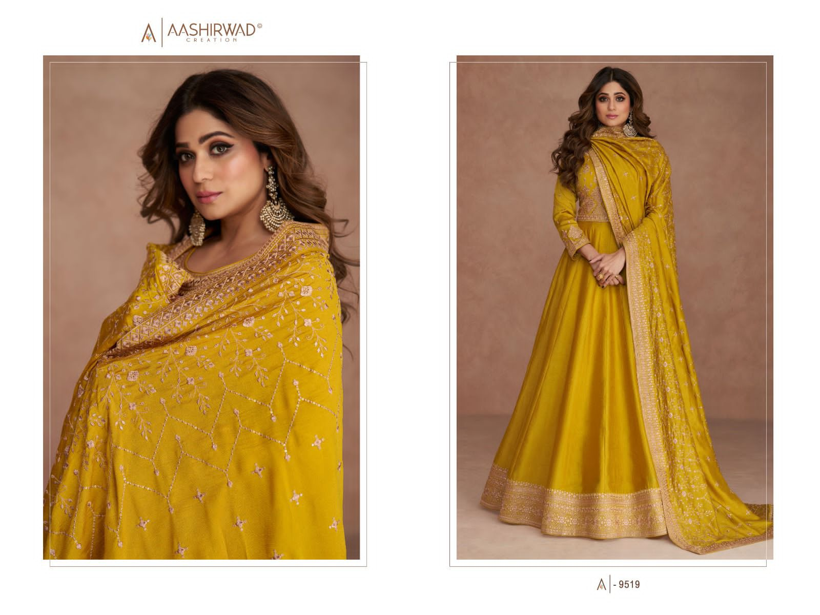 AASHIRWAD NAVYA 9517-9521 READYMADE ANARKALI DRESSES LATEST DESIGN 2023