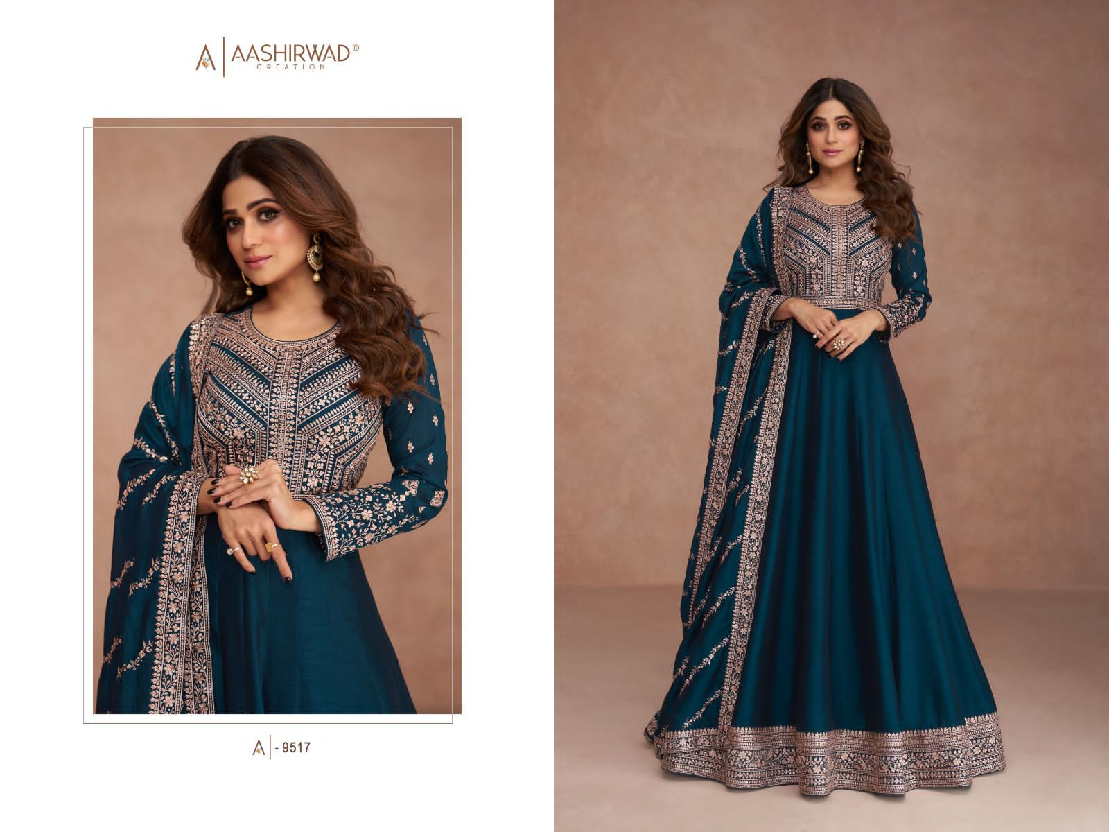 AASHIRWAD NAVYA 9517-9521 READYMADE ANARKALI DRESSES LATEST DESIGN 2023